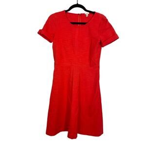 J.Crew, Size 2, Tomato Red Midi Slub Knit Structured Midi Dress, Fit & Flare